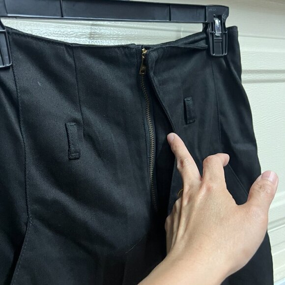 Boyish Cinched Womens Straight LONG HEM Paper Bag Wide Leg Pants Sz 27 in BLACK - Picture 4 of 9